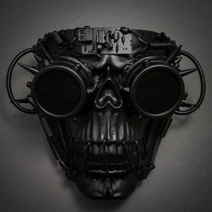 Metallic Steampunk Skull Masquerade Full Face Mask
